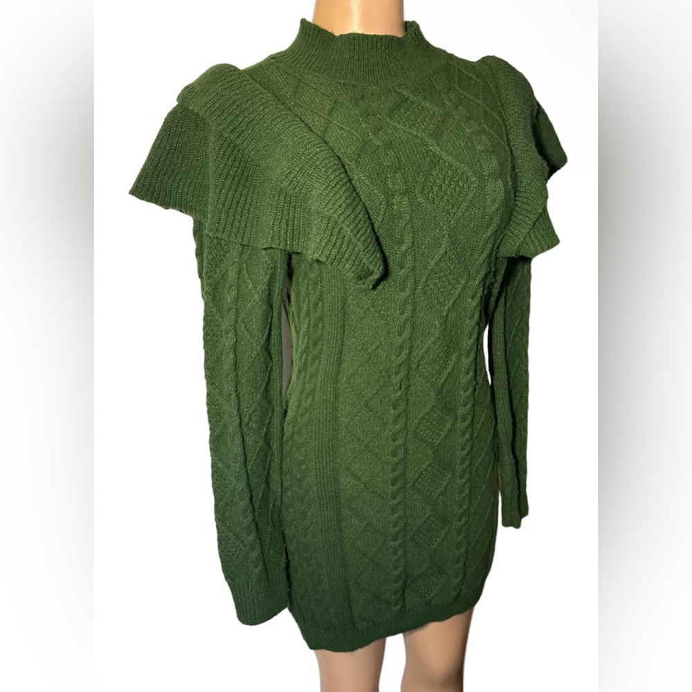 Ashly & Sage Women's Mock Neck, Long Sleeve Ruffled Sweater Dress